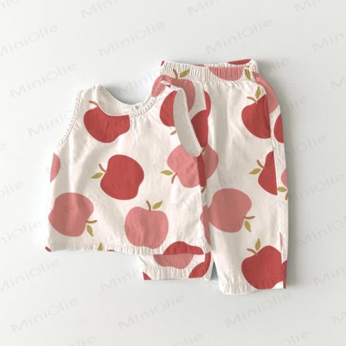 Baby Apple Printed Sleeveless 2-piece Set