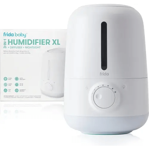 Frida Baby 3-in-1 XL Top Fill Humidifiers for Bedroom, 6L Tank Cool Mist Humidifier for Large Rooms + Diffuser, Nightlight, Auto Shut-Off, Quiet, Carry Handle, Night Light, Essential Oil Diffuser