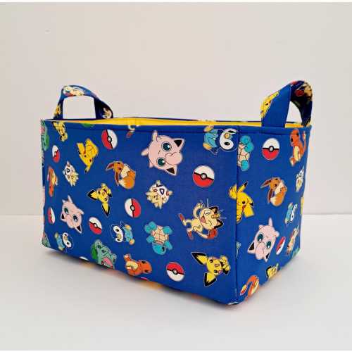 Pokeymon Storage basket, Fabric organizer bin, Toy storage container, Baby shower gift caddy