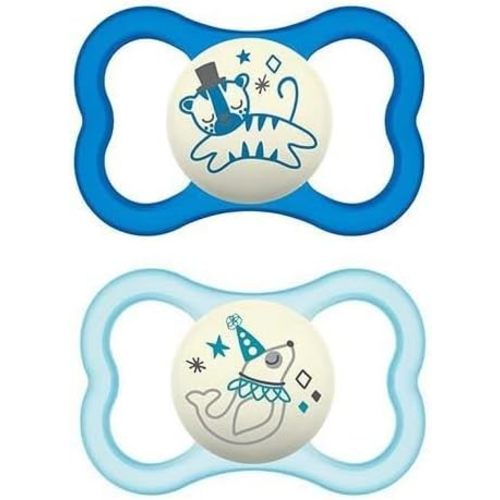 MAM Air Night & Day Baby Pacifier, for Sensitive Skin, Glows in The Dark, 2 Pack, 6-16 Months, Boys