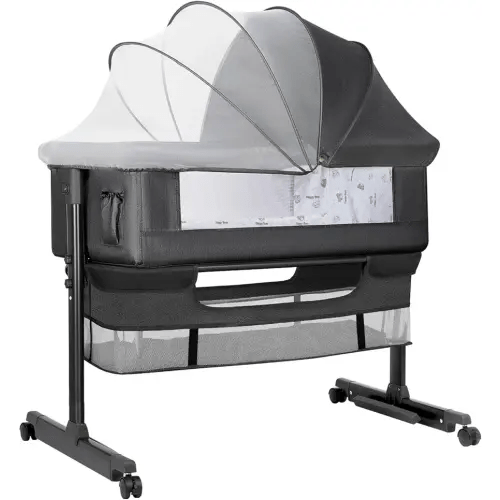 Baby Bassinet, Baby Basinet Bedside Sleeper, Easy to Fold Portable Crib Side Bassinet 2024new Style Girl/boy bassinets (Dark Gray)
