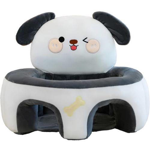 Adorable Toddler Sitting Sofa Chair with Cozy Plush Infant Support Seat for Babies 3-12 Months to Learn to Sit(Naughty Dog)