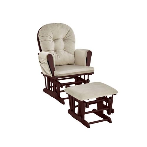Suite Bebe Mason Glider And Ottoman - Espresso Wood And Beige Fabric