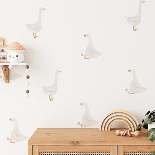 32 Pcs Silly Goose Nursery Decor Peel and Stick, Animals Birthday Decorations, Cute Wall Art for Baby Shower Decorations, One Silly Goose