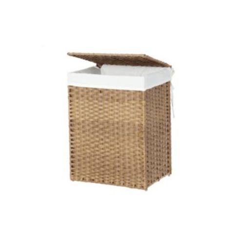Handwoven Laundry Basket With Lid, Rattan Divided Clothes Hamper With Handles