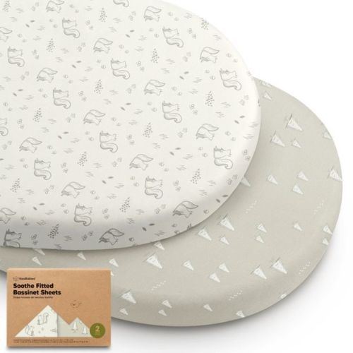 Keababies Organic Bassinet Sheet For Baby Girls, Boys, 2-pack Soothe Bassinet Fitted Sheets, Bedside Bassinet Mattress Sheet (meadow)