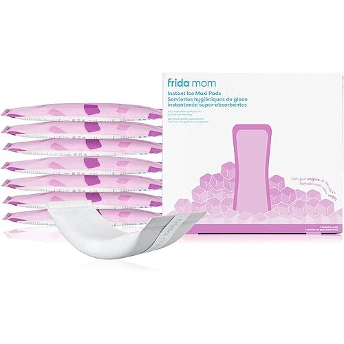 Frida Mom 2-in-1 Postpartum Pads, Absorbent Perineal Ice Maxi Pads, Instant Cold Therapy Packs and Maternity Pad in One, 8ct