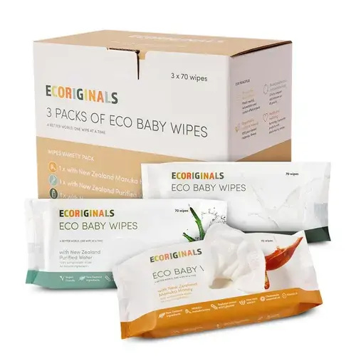 Ecoriginals Wipes Variety Pack - Goats Milk Manuka Honey & Water - 3X70Pk | Baby Bunting AU
