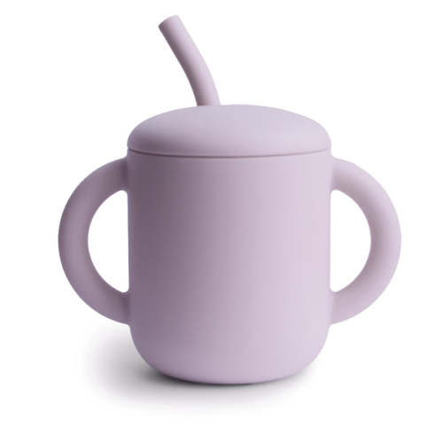 Mushie Baby Silicone Training Cup + Straw - Soft Lilac