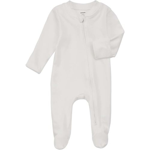 Organic Cotton Zipper One-Piece Footies with Mitten Cuffs & Double Zipper (3-6 Months, Any Color)
