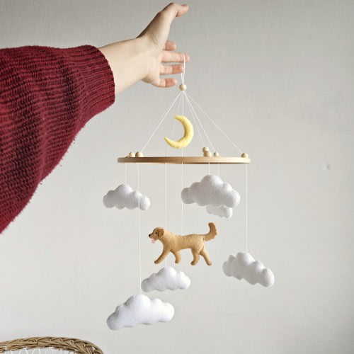 Custom Felt Dog Baby Mobile For Nursery Decor, Baby Shower's Gift, Gift for Dog Lovers, First time mom gift, Gifts for pregnant sister