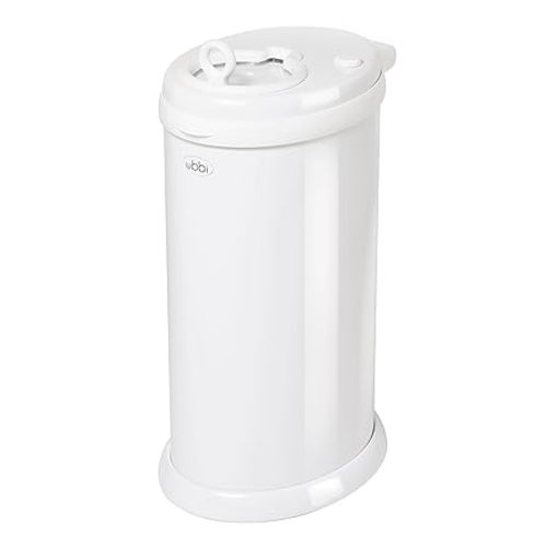Ubbi Steel Odor Locking, No Special Bag Required Money Saving, Awards-Winning, Modern Design, Registry Must-Have Diaper Pail, White