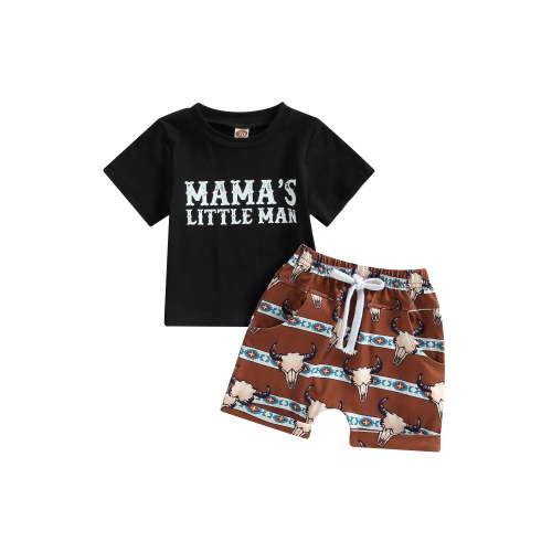 Western Baby Boy Clothes Highland Cow Farm Print T-shirt Casual Shorts Toddler Summer Country Cowboy Clothes Outfit