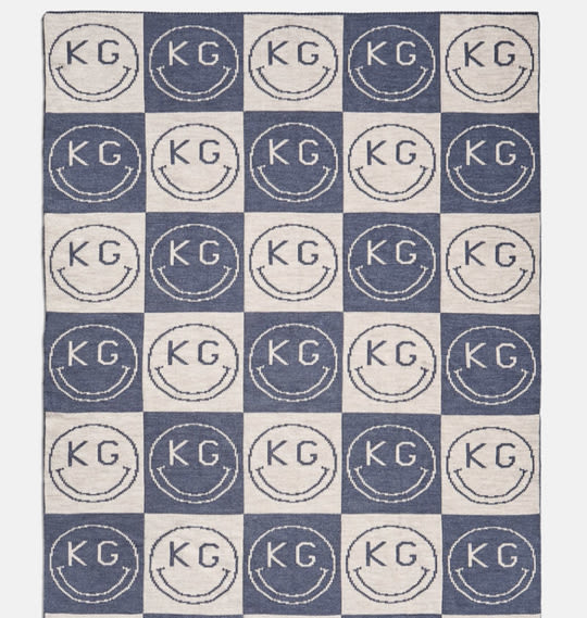 All Smiles Custom Blanket - Denim Blue/Stone