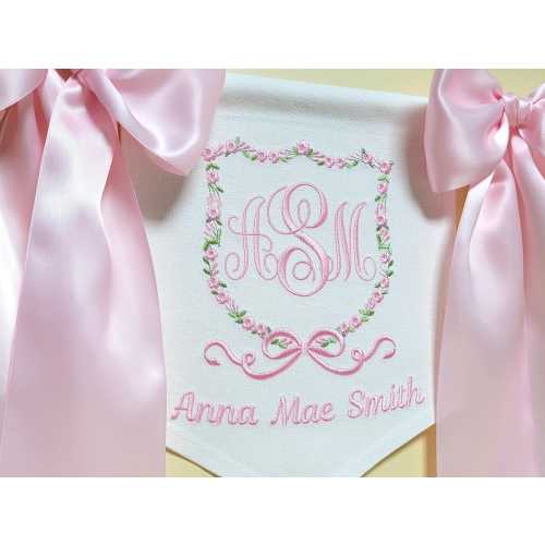 Custom Baby Banner For Hospital Door Sign & Nursery, Monogram Baby Announcement Banner, Embroidered Baby Name Banner for Baby Shower Gift