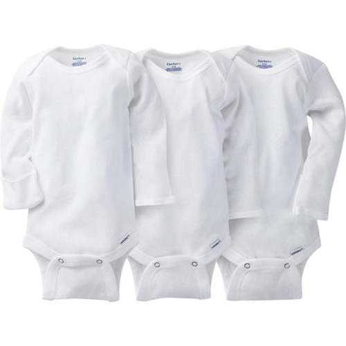 3-Pack White Long Sleeve Onesies® Bodysuits with Mitten Cuffs