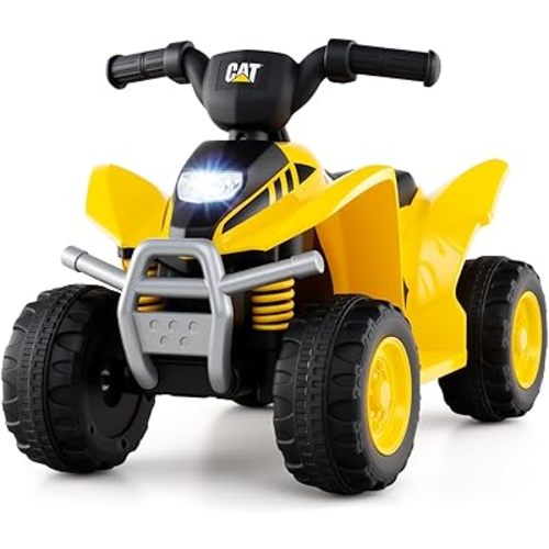 Licensed Caterpillar Kids ATV by OLAKIDS, 6V 4 Wheeler Battery Powered Motorized Quad with LED Headlight Horn, Toddlers Electric Vehicle Toy Car for Boys Girls Ages 1.5-3