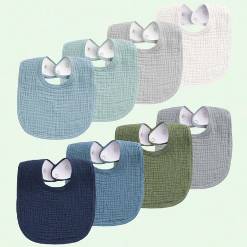 Muslin Baby Bibs 8 Pack, Soft Cotton Bandana Drool Bibs for Boys Girls, Absorbent and Stylish