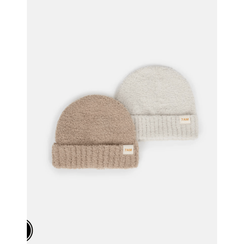 Beanies Set of 2 - Fuzzy (Color: Pecan & Ecru)