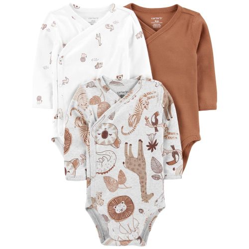 Baby 3-Pack Side-Snap Bodysuits - NB - Multi