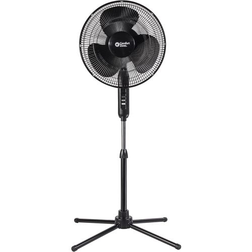 Comfort Zone Electric Oscillating Pedestal Fan, Stand Fan, 16 inch, 3 Speed, 90 Degree Oscillating Head, Adjustable Height and Tilt, Airflow 7.48 ft/sec, Ideal for Home, Bedroom & Office, CZST161BTEBK