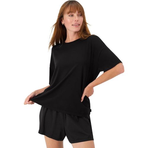 Hanes womens Originals 2 Piece Lounge Set, Comfywear Supersoft Boxy T-shirt & Sleep Shorts Loungewear Set