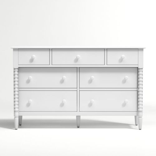 Jenny Lind White Wood Wide 7-Drawer Kids Dresser