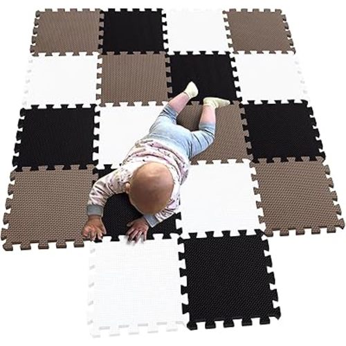 MQIAOHAM® 18 Pieces Puzzle Play Mats, Soft Baby Play Mat, Kids Interlocking Foam Floor Tiles, Toddlers Carpet Playmats G301018-101104106