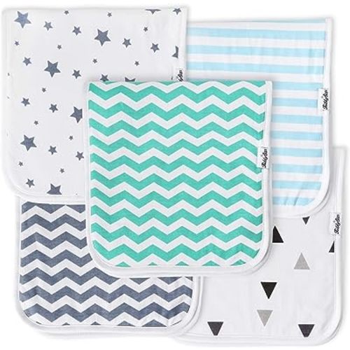 Premium 5-Pack Large Organic Cotton Burp Cloths – 3 Layers, Ultra Soft & Absorbent Burping Towel for Newborn Babies