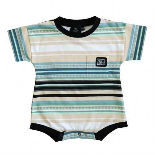 Little Surfer Dude Striped Logo Onesie Romper