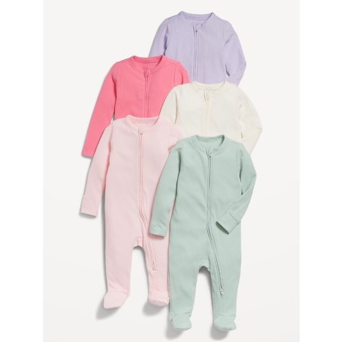 2-Way-Zip Sleep & Play Footed One-Piece 5-Pack for Baby | Old Navy