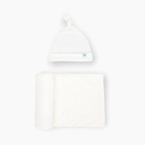 Little Unicorn Stretch Knit Hat & Swaddle - White