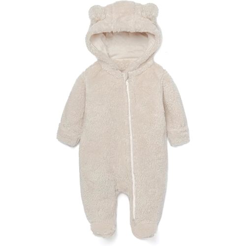 Baby Plush Long Sleeve Polar Fleece Jumpsuit With Bear Ears Baby Fleece Hooded Jumpsuit Infant Winter Outfit