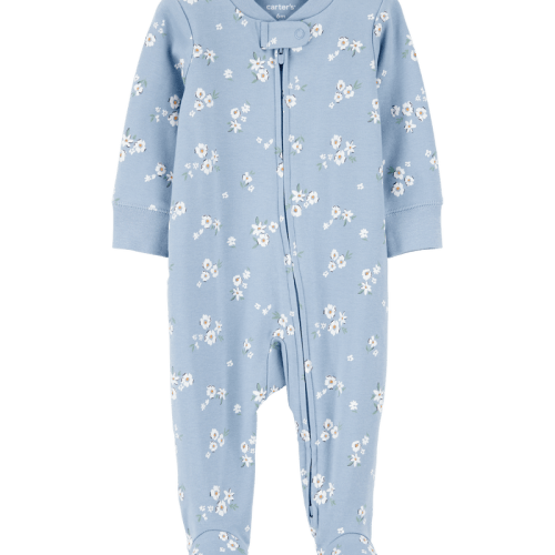 Blue Baby Floral 2-Way Zip Cotton Sleeper pyjamas | Carter’s Oshkosh Canada