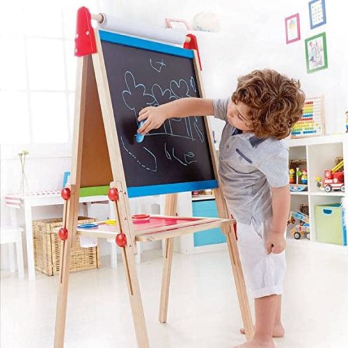 Award Winning Hape All-in-One Wooden Kid's Art Easel with Paper Roll and Accessories Cream, L: 18.9, W: 15.9, H: 41.8 inch