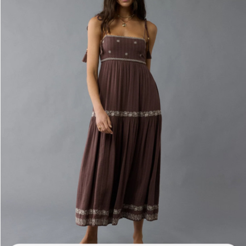 AE Empire Waist Embroidered Midi Dress