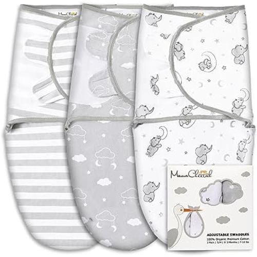 Mama Cheetah Baby Swaddle Sack, Organic Swaddle Blanket, Newborn Swaddling Sleep Sacks, Adjustable Infant Swaddle Wrap, Easy Swaddles for Boy Girl 0-3 Month, Baby Essentials, Nursery Swaddling, 4-Pack