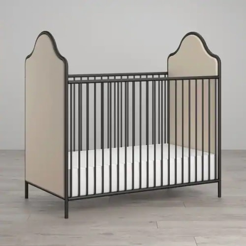 Little Seeds Piper Upholstered Black Metal Crib