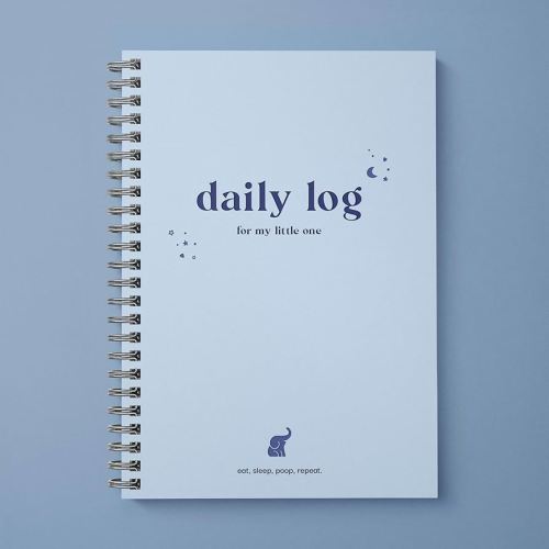 Baby Daily Log Book, Track and Monitor Newborn Nursing, Sleep, Diaper and Milestones. Gift for New Parents, Grandparents, Babyshower, Nanny or Daycare - Hardcover Spiral Leather A5 (Blue)