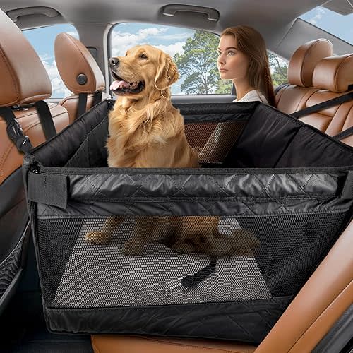Back Seat Extender for Dogs,Hard Bottom Dog Car Seat Cover for Back Seat Holds 400lbs,Waterproof Anti-Scratch PU Leather Backseat Extender for Dogs,Dog Hammock for Car SUV Truck