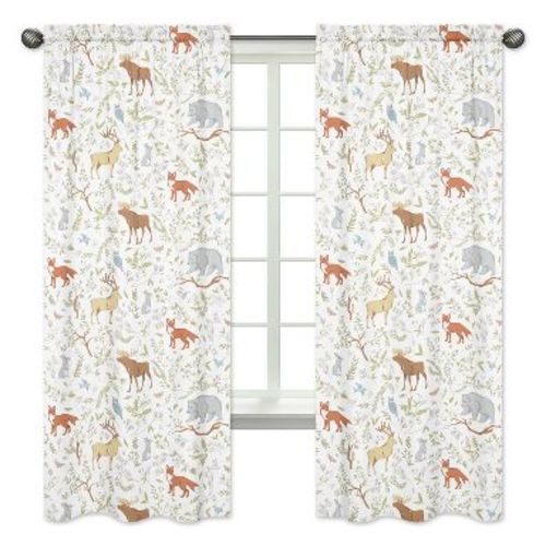 Sweet Jojo Designs Window Curtain Panels 84in. Woodland Toile Multicolor