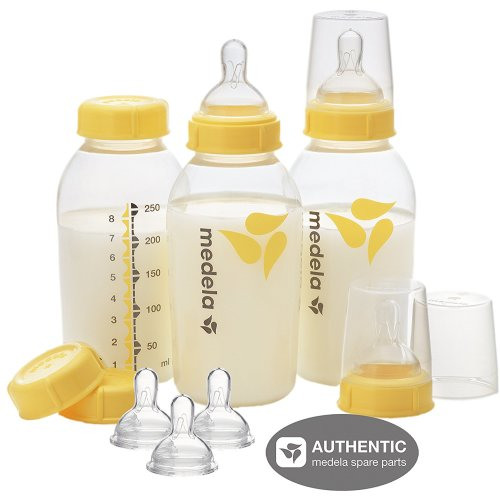 Medela 8 Oz Breastmilk Bottle Set WITH Six Medium-Flow Wide Base Nipples