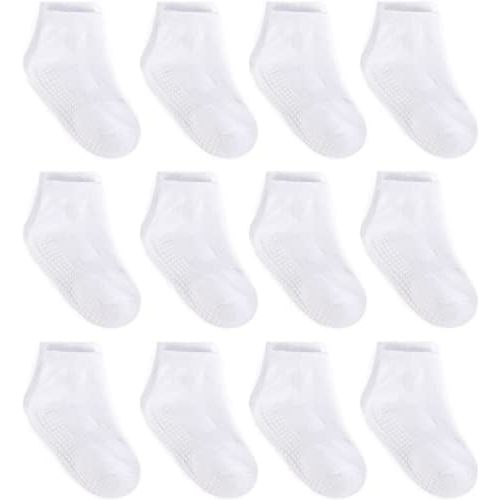 ZAPLES Baby Non Slip Grip Ankle Socks with Anti Skid Grippers Boys Girls Low Cut for Infants Toddlers Kids