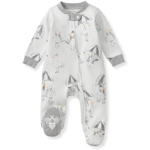 Burt's Bees Baby Baby Girls Pajamas, Zip Front Non-Slip Footed Sleeper Pjs, 100% Organic Cotton
