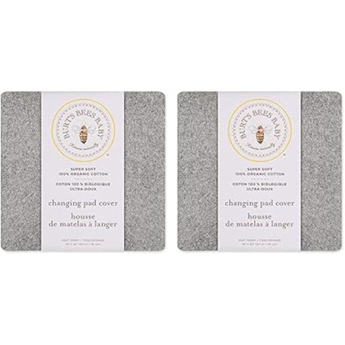 Burt's Bees Baby - Changing Pad Cover, 100% Organic Cotton Changing Pad Liner for Standard 16" x 32" Baby Changing Mats (Pack of 2)