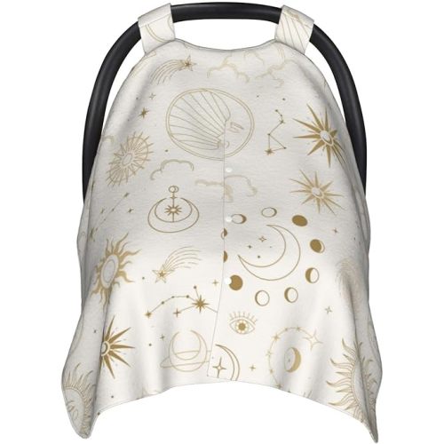Moon Stars Car Seat Covers for Baby Nursing Cover Breastfeeding Covers Infant Peekaboo Opening Carseat Canopy for Toddler Shower Gift Newborn