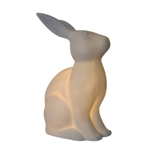 Simple Designs LT3058-WHT White Porcelain Animal Shaped Table Lamp, Bunny Rabbit