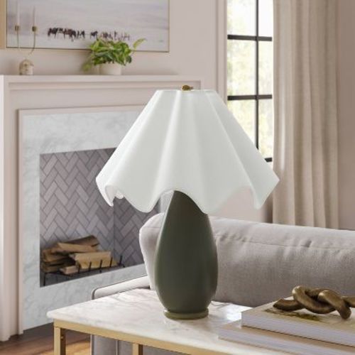 Wavy Shade Collection With Ceramic Base Table Lamp Green - Threshold™