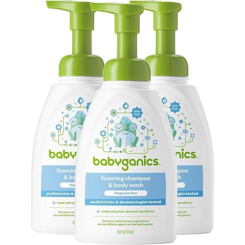 Babyganics Baby Shampoo + Body Wash Pump Bottle, Shampoo (Pack of 3) | Fragrance Free | Non-Allergenic, Tear-Free