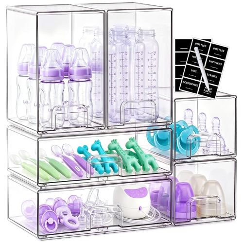 6 Pack Stackable Baby Bottle Organizer Storage for Countertop